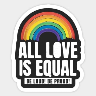 All Love Is Equal LGBTQ PRIDE MONTH | Retro Watercolor Rainbow Sticker